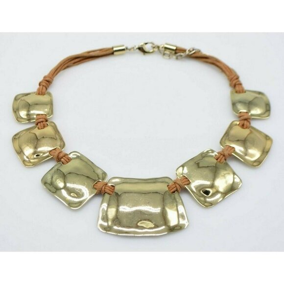 St Thomas Gold Graduated Disc Statement Necklace - Picture 1 of 5